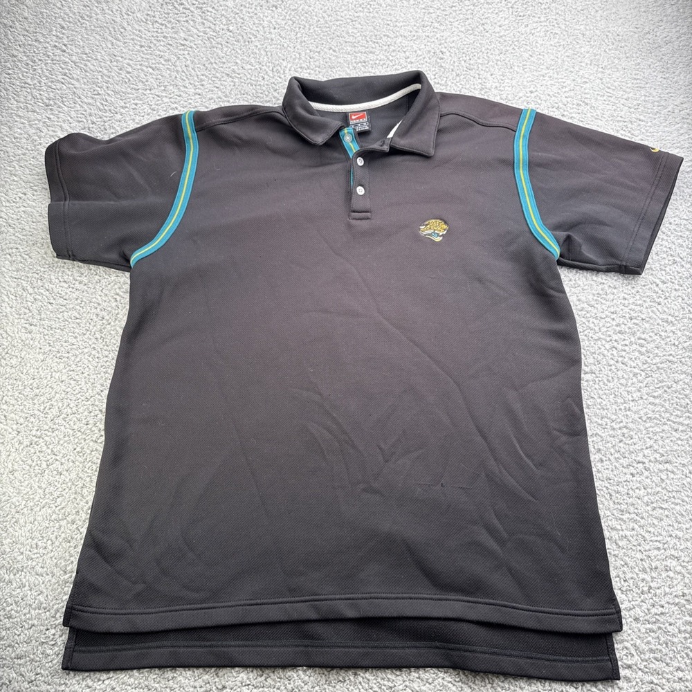 Vintage NIKE Jacksonville Jaguars Polo Golf Shirt XL Black 1990's S/S NFL Team